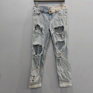 One Teaspoon Awesome Baggies Distressed Boyfriend Jeans Acid Wash